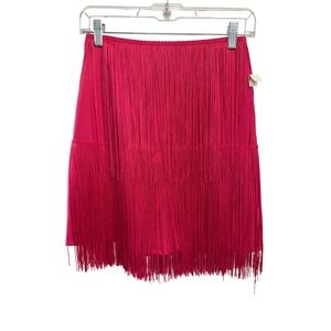 Sincerely Jules Hot Pink Fringe Mini Skirt Flirty Dance Party Outfit XS NWT